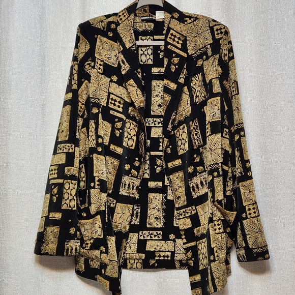 Fashion Bug Jackets & Blazers - Fashion Bug Blazer Jacket Black Brown Vintage Shoulder Pads 26 Oversized Flaw